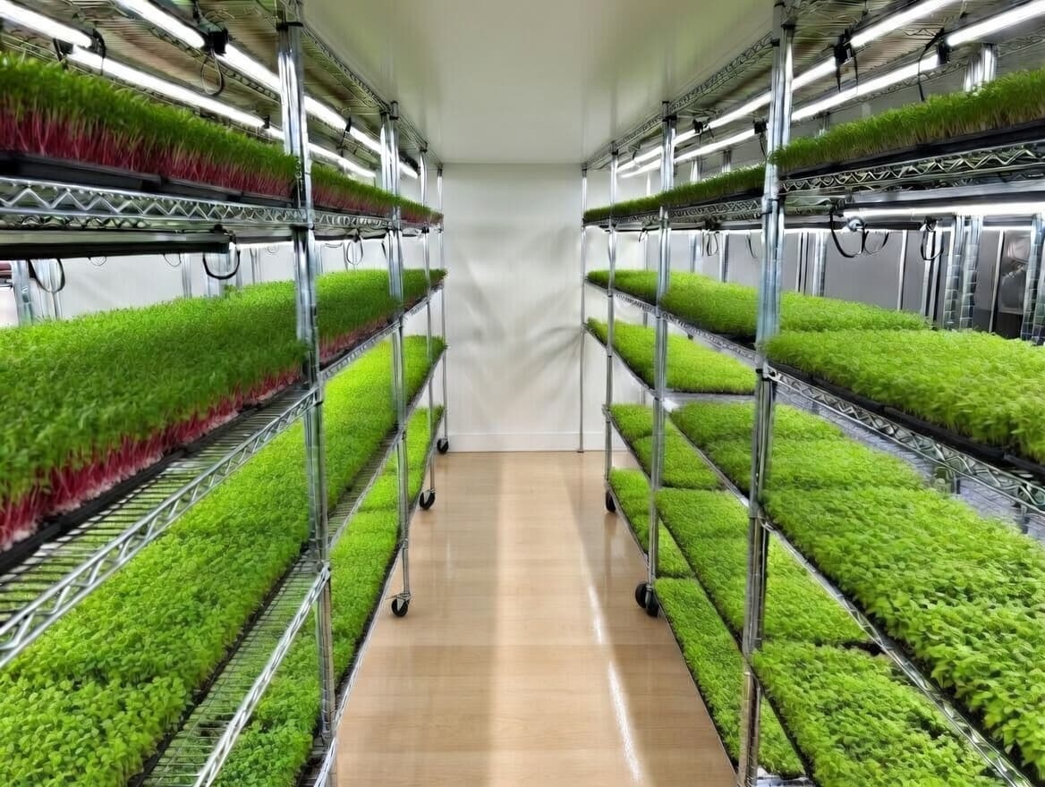 Freshly harvested microgreens